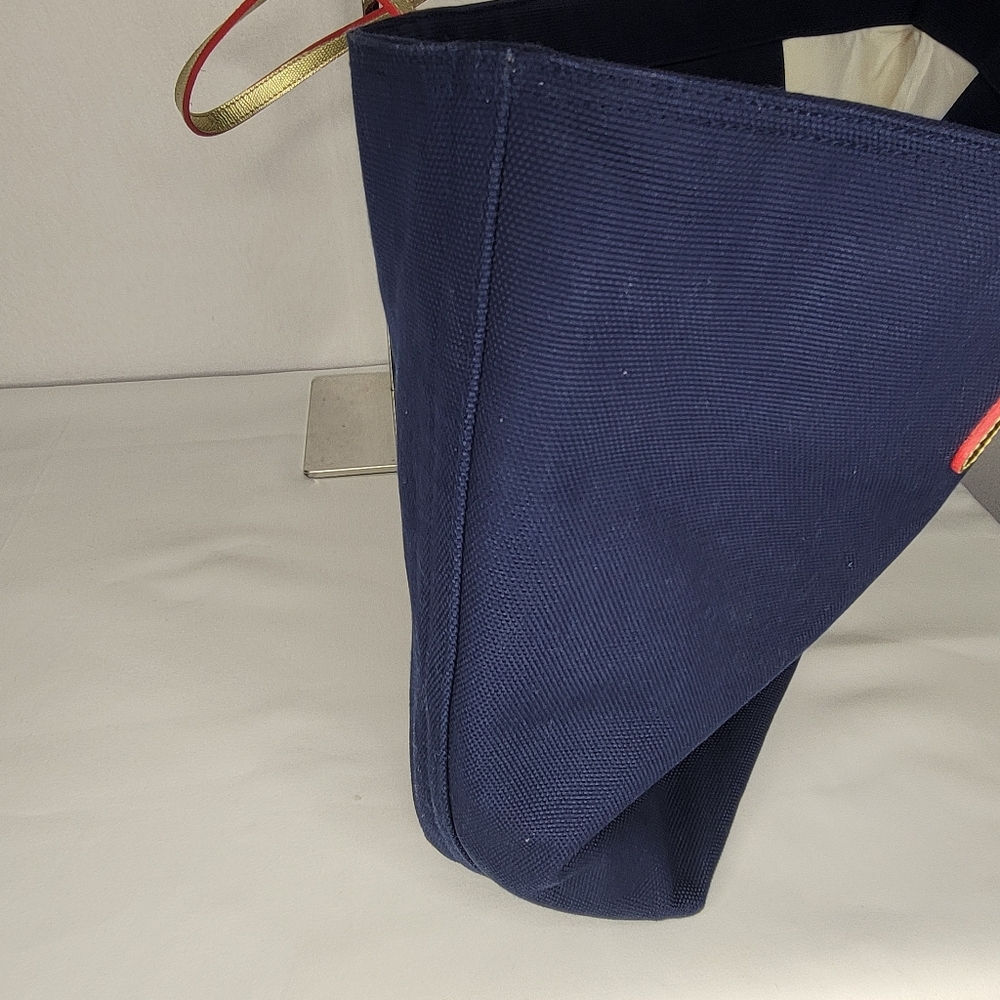 Lilly Pulitzer Navy Tote w/ Gold Leather Straps and‎ Gold Hardware. P140 - Picture 12 of 13